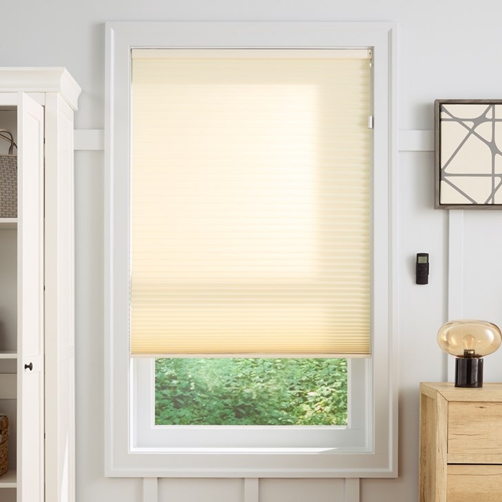 Color: Nile LF Cream; Opacity: Light Filtering; Lift: Eve Motion Blind with Matter and Thread