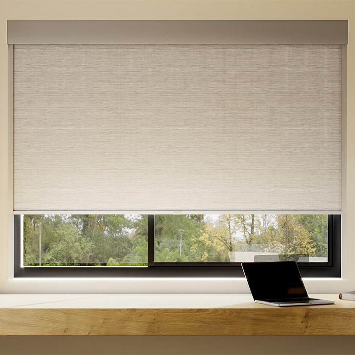 Color: Modica Cornerstone; Opacity: Blackout; Bottom Rail: Square Hem Bar; Add-On: Light Blocker; Headrail: 5 Inch Fascia