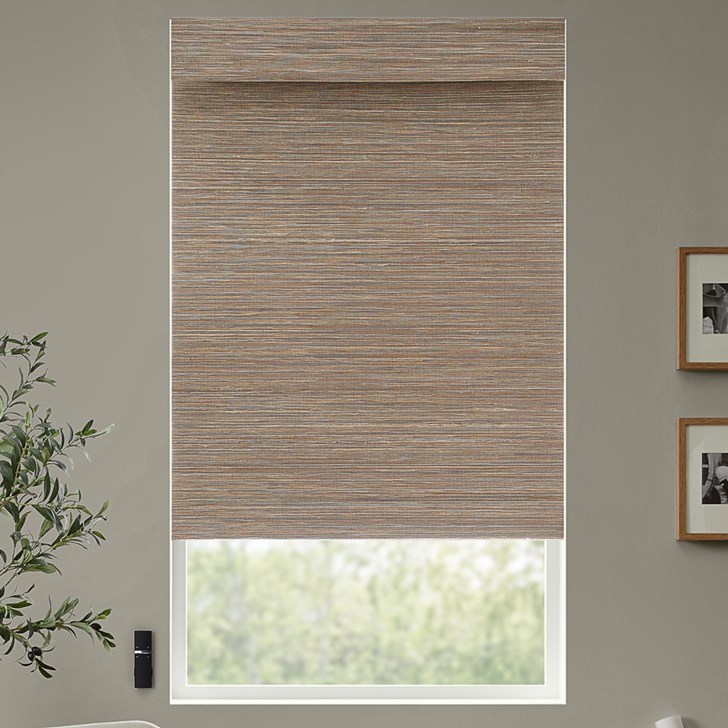 Color: Hatteras Beige Taupe D02-22; Lift: Motorized; Light Control: Blackout Liner; Headrail: Flat Style