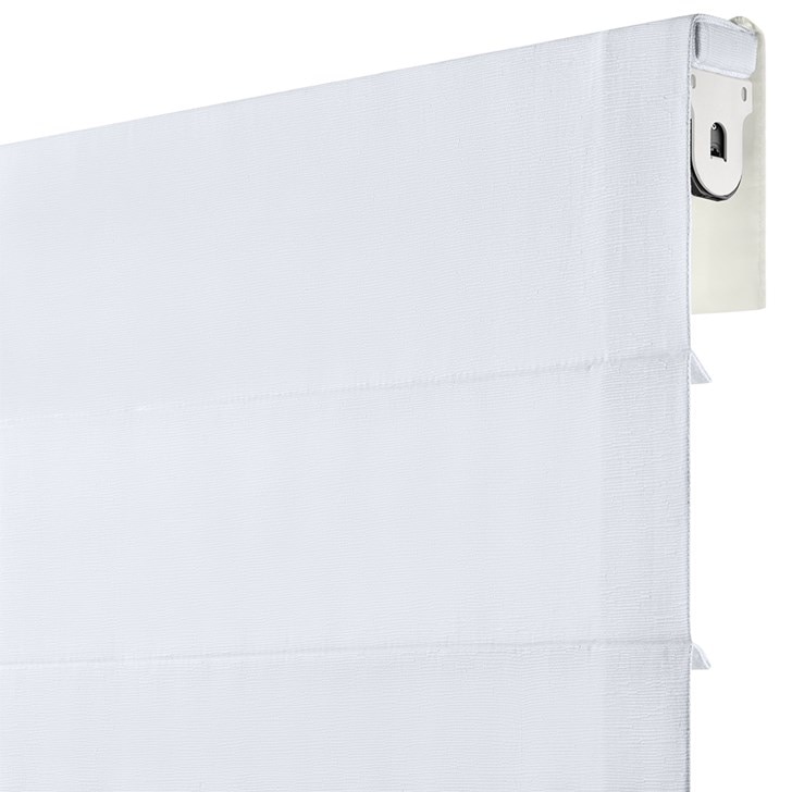 Motorized Roman Shades in the Westheimer Moon color.
