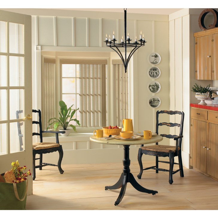 These vertical blinds are a great solution for covering sliding patio doors and large picture windows.Shown with Designline valance